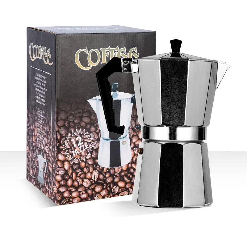 50/100/150/300ml Coffee Pot Italian Aluminum Moka Pot Octagonal Espresso Moka Coffee Pot Kitchen Barista Accessories