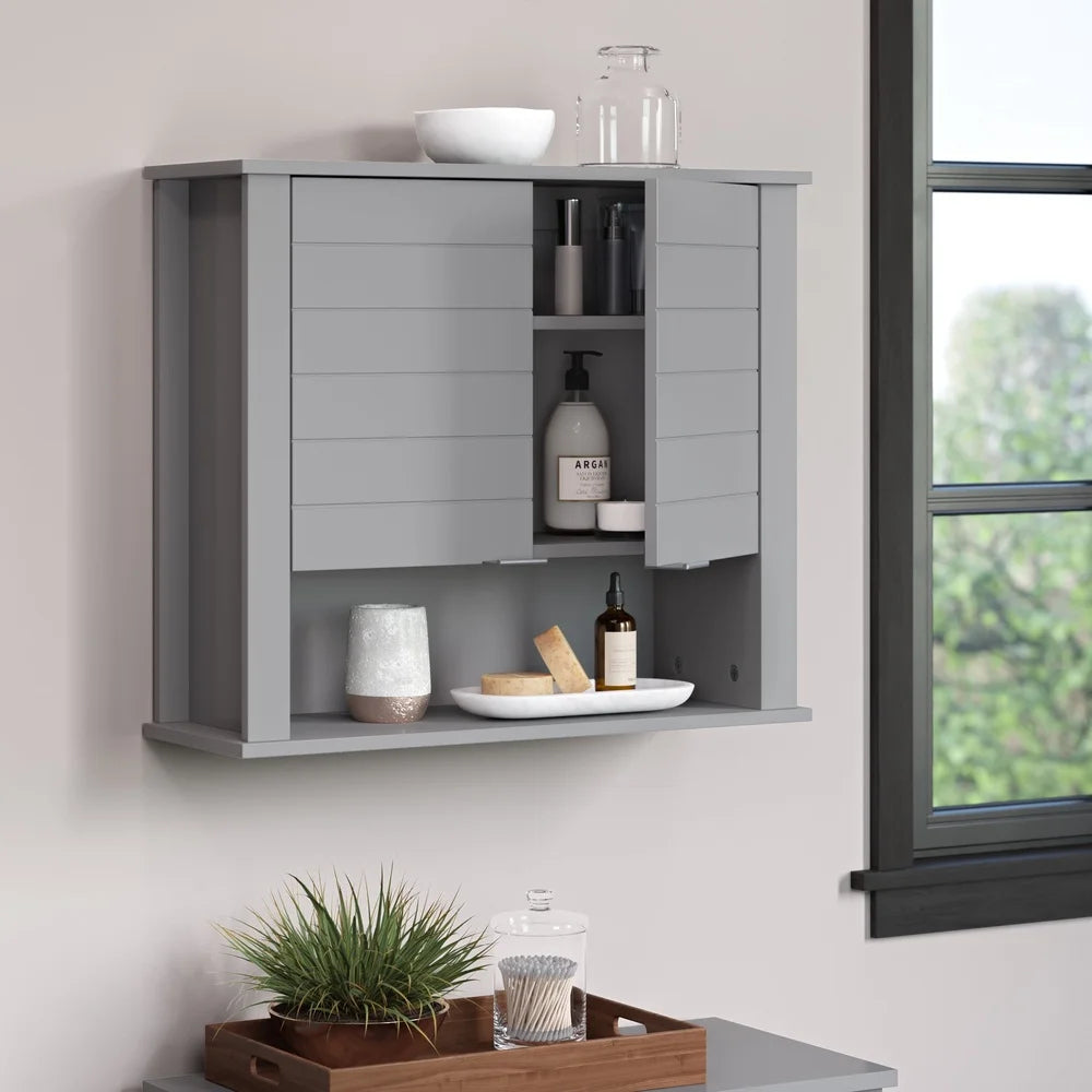 XMSJ Wall Mount Bathroom Medicine Cabinet Two Door Storage