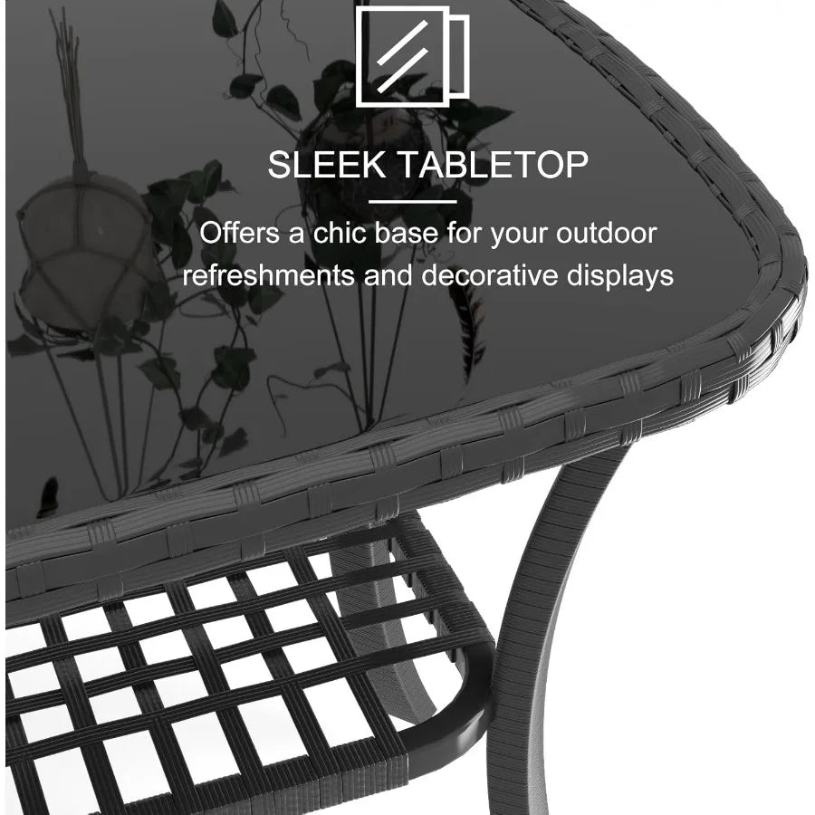 4 Pieces Outdoor Patio Furniture Set PE Rattan Chairs Wicker Furniture with Coffee Glass Table and Soft Cushions Outdoor Seatin