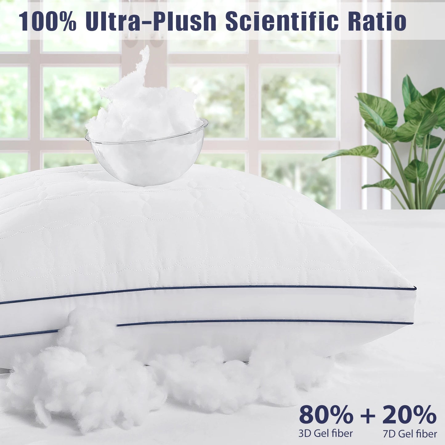 BedStory 2 Pack Bed Pillows - Standard/Queen Size, Soft Down Alternative Fill, Supportive for All Sleepers, White