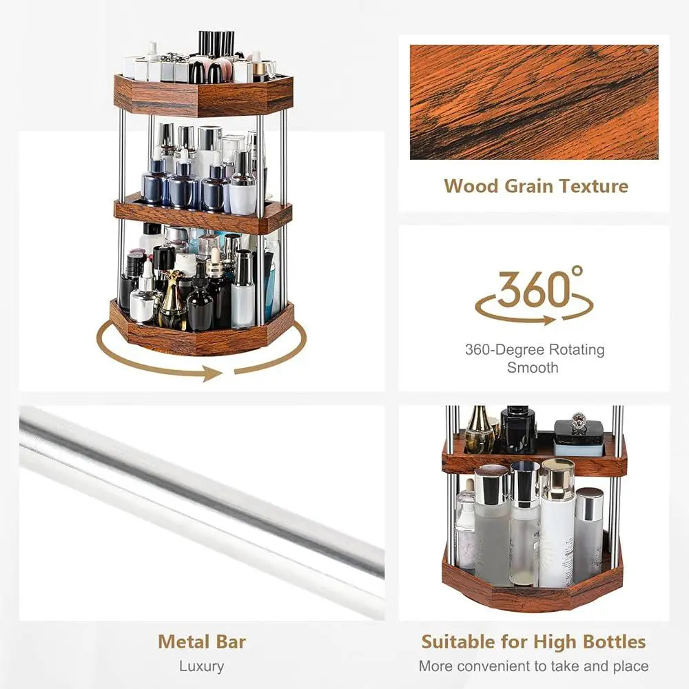 360 Degree Rotating Makeup Organizer Cosmetic Storage Display Perfume Cologne Holder Space Saving Makeup Case Dressing Table