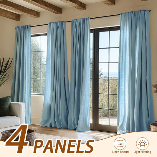 Inchan 4pc Farmhouse Light Filtering Curtains Living Room