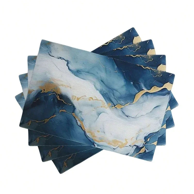 4PC Marble Table Placemats Washable Marble Style Table Mats Wipe-Clean And Easy To Clean Suitable For Home Kitchen Decor