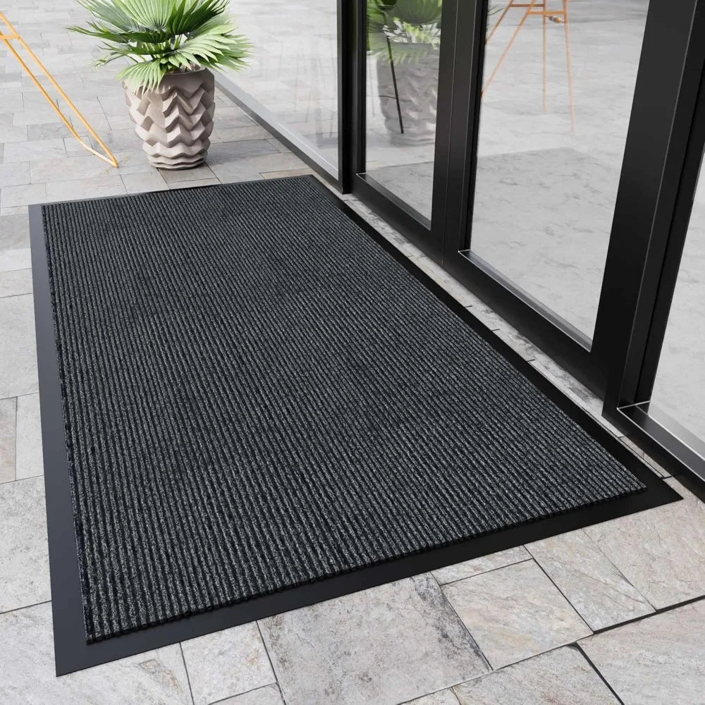 Indoor Outdoor Door Mat, 4’ x 2' Doormat for Entryway, Rubber Backing Non Slip Front Door Mat Outside Entrance, Super Absorbent