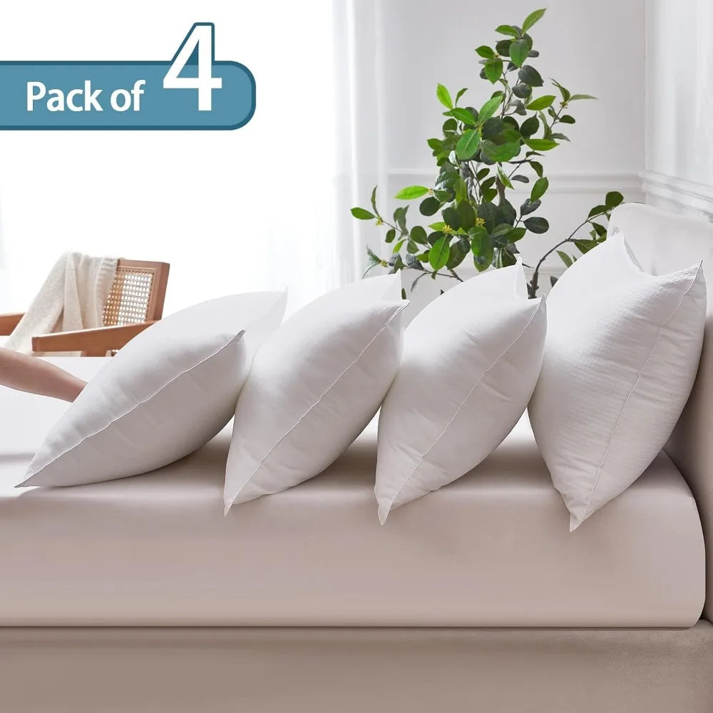 Pillows Queen Size Set of 4, Grid Hotel Bed Pillows for Sleeping,Medium-Firm Microfiber Pillows for Side, Back and Stomach Sleep