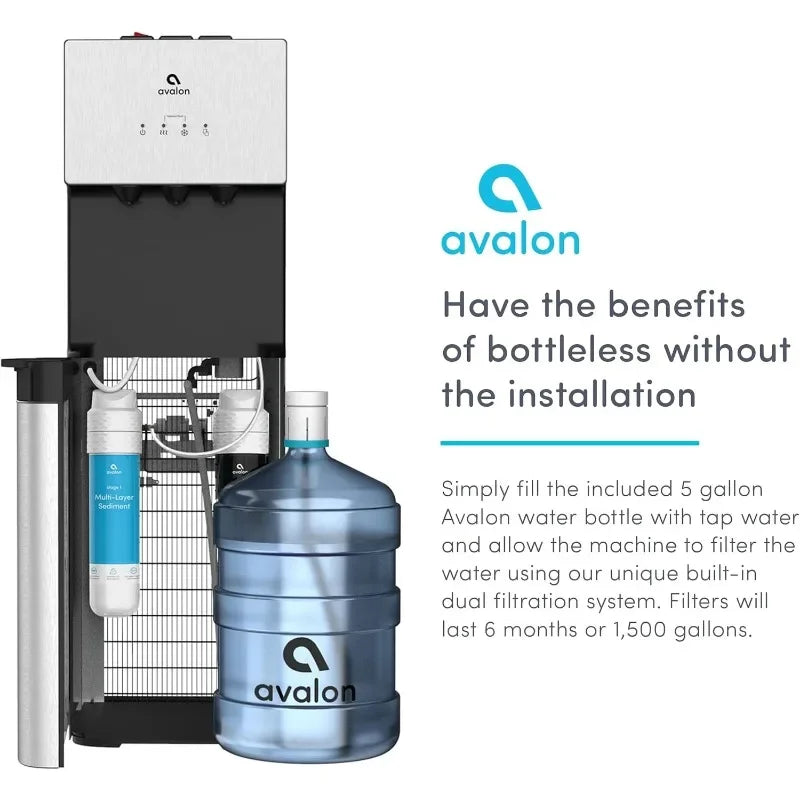 Avalon Bottom Loading Water Cooler Water Dispenser with BioGuard-3 Temperature Settings- Hot,Cold & Room  Anti-Microbial Coating