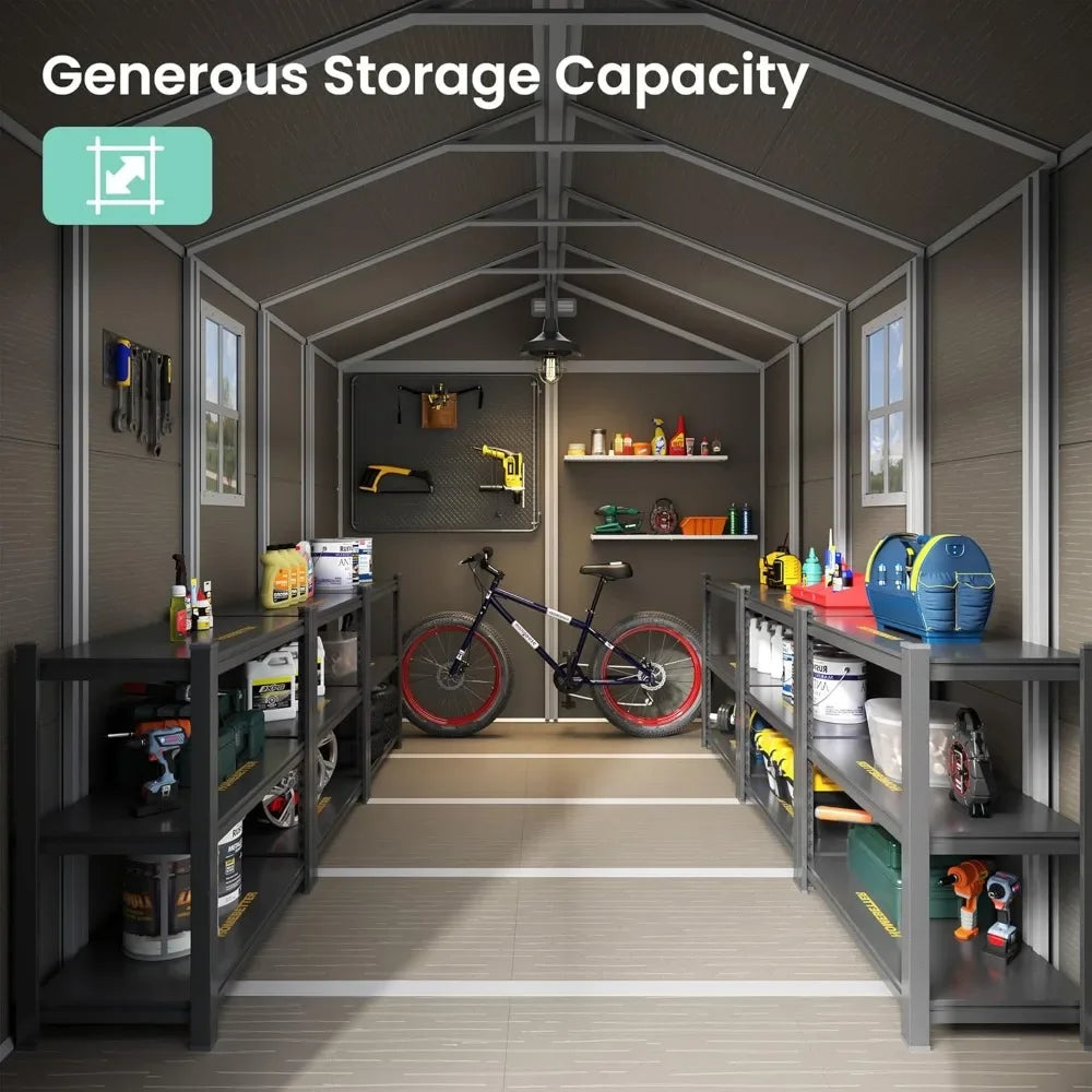 Outdoor Storages Shed,Plastic Garden Sheds for Bike,Tool,Outside Sheds & Outdoor Resin Shed with Lockable Door for Backyard