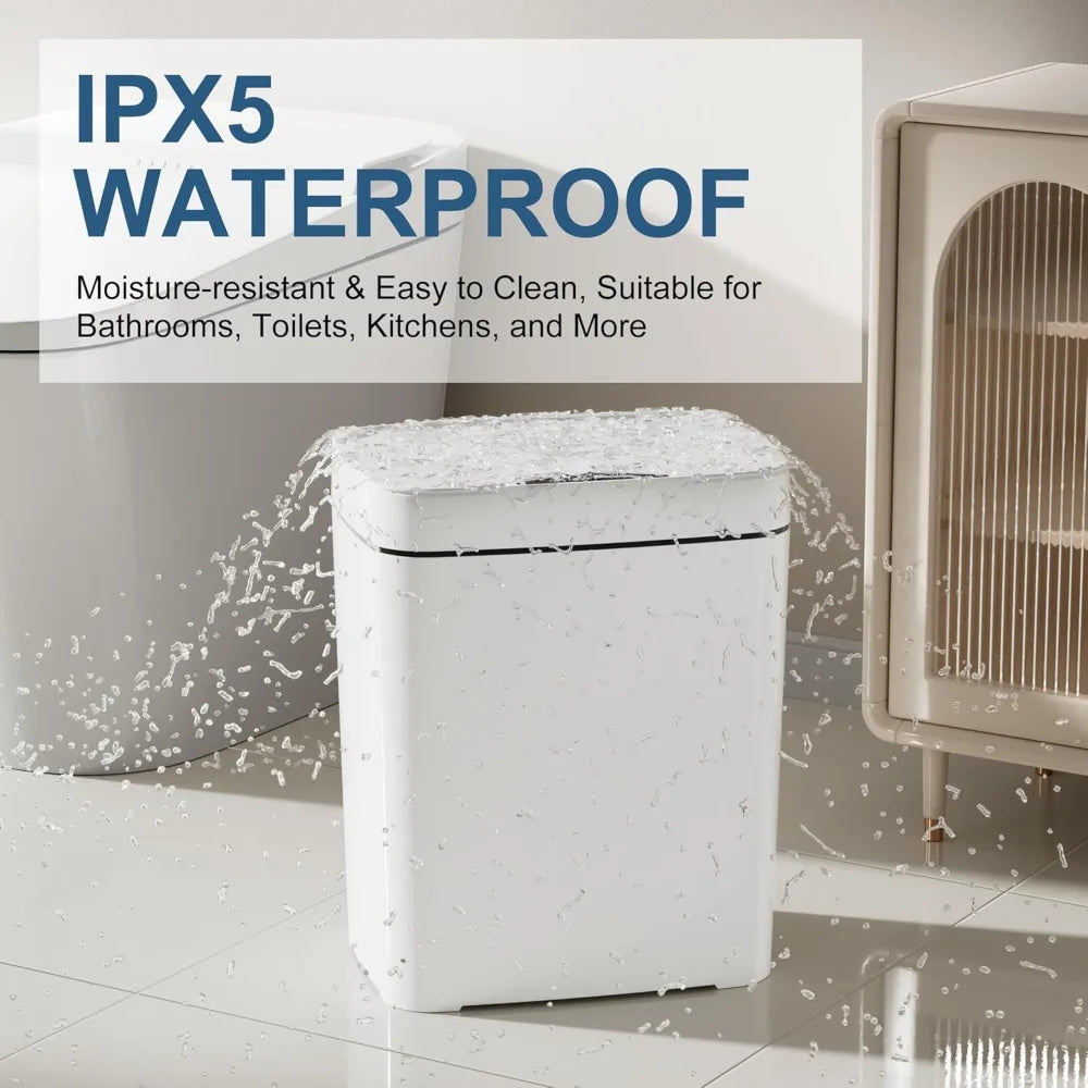 Gal Bathroom Trash Can with Lid, Automatic Trash Can Small Smart Garbage Can Touchless, Slim Motion Sensor