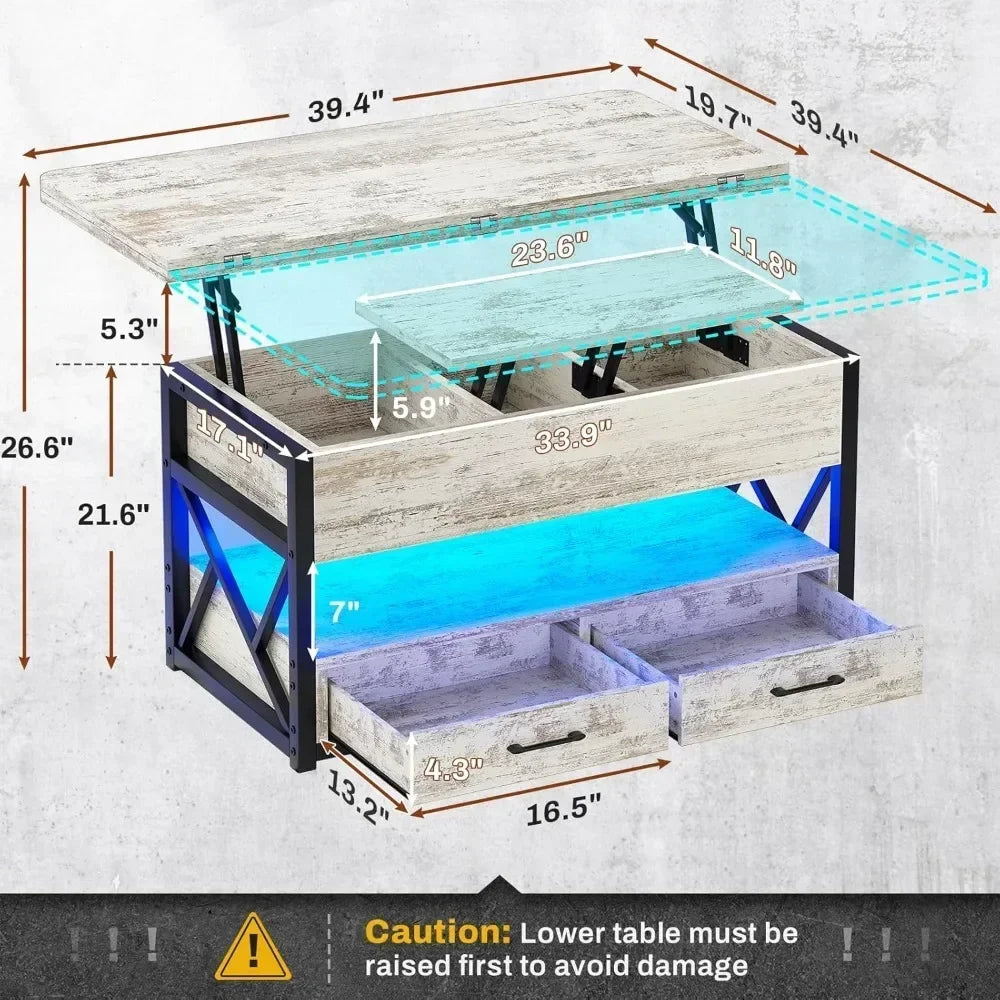 General Use Lift Top Coffee Table With Storage Drawers