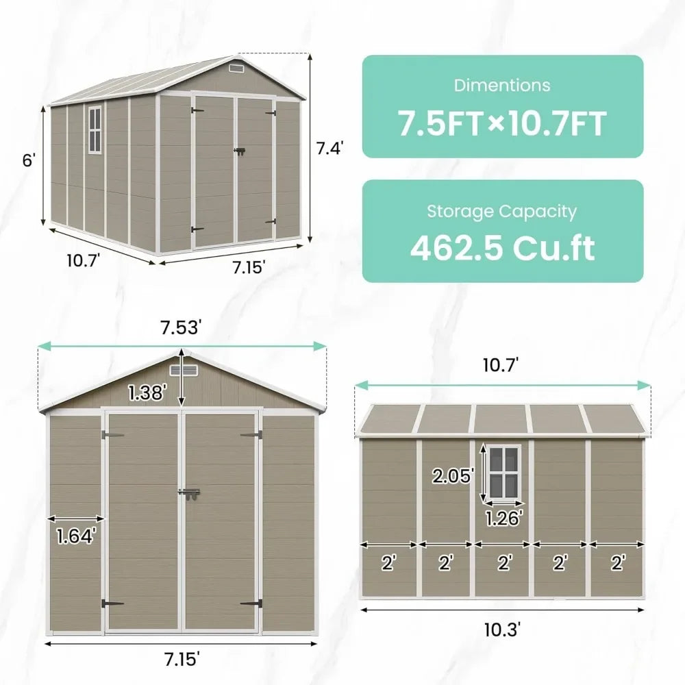 Outdoor Storages Shed,Plastic Garden Sheds for Bike,Tool,Outside Sheds & Outdoor Resin Shed with Lockable Door for Backyard