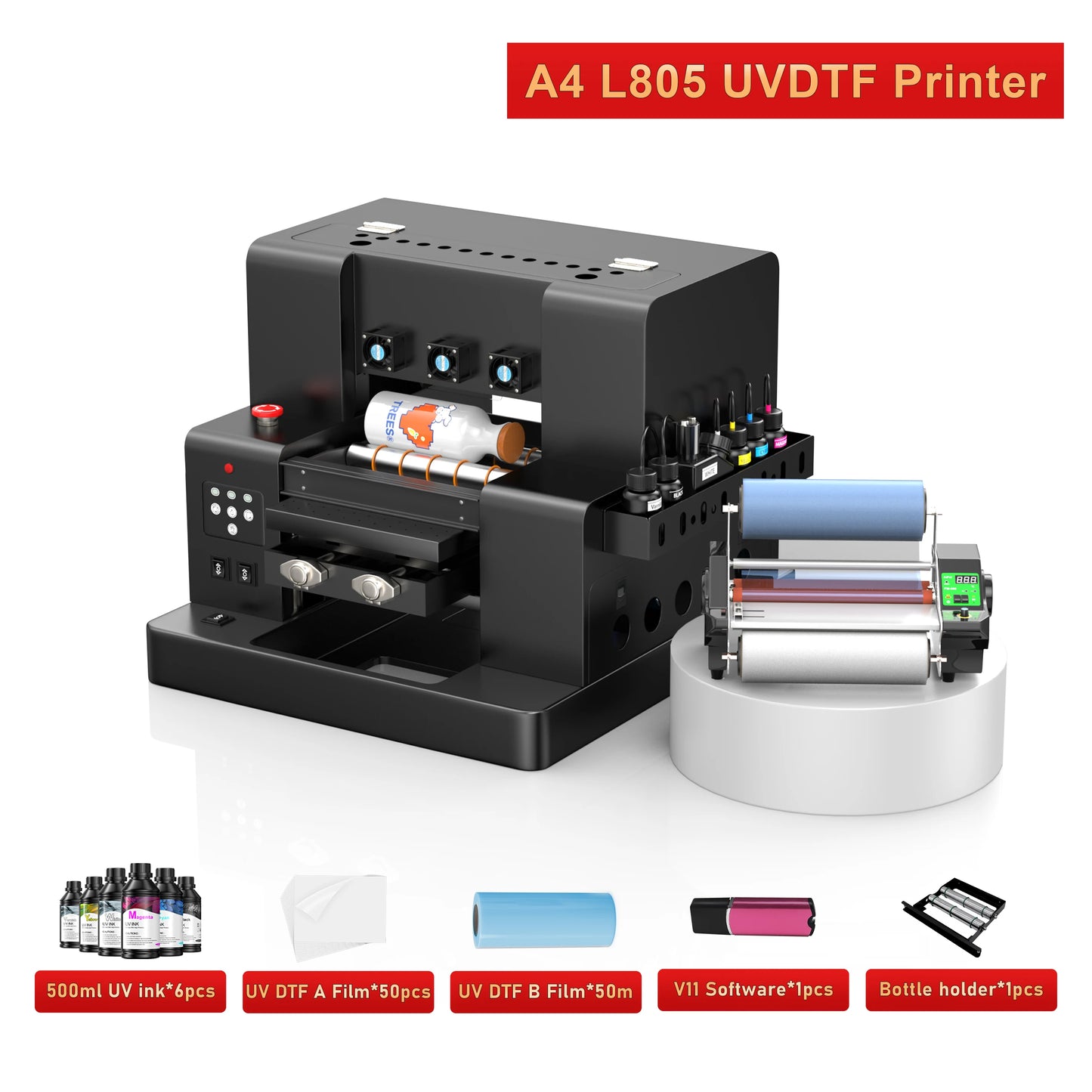 US/EU Stock A3 XP600 UV Printer A4 L805 UV Flatbed Printing Machine For Pen Metal Wood Acrylic UV DTF Printer UV Sticker Printer