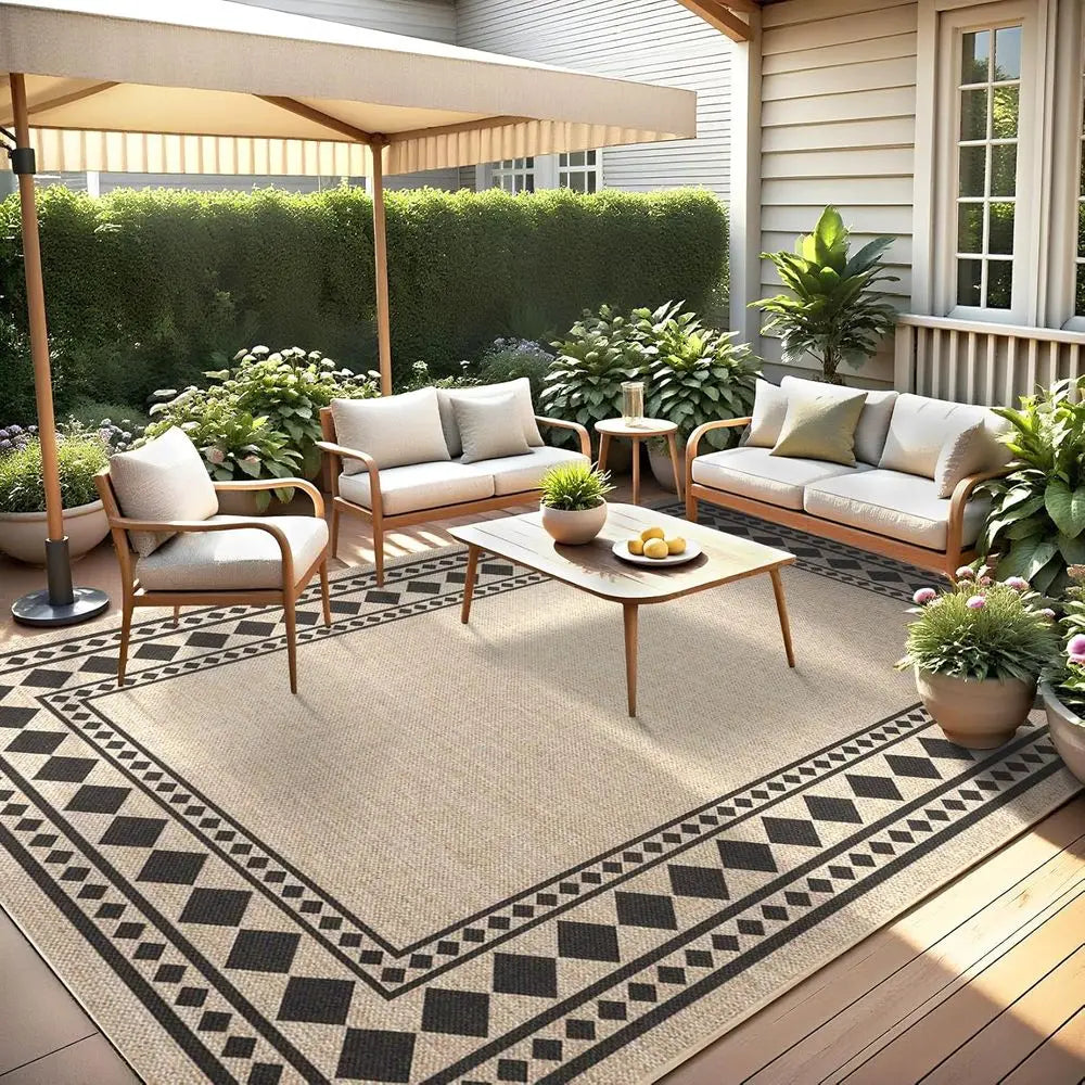 Natural 8x10 Jute Rug, Washable and Non-Slip for Indoor/Outdoor Use, Solid Farmhouse Style for Living Room and Patio