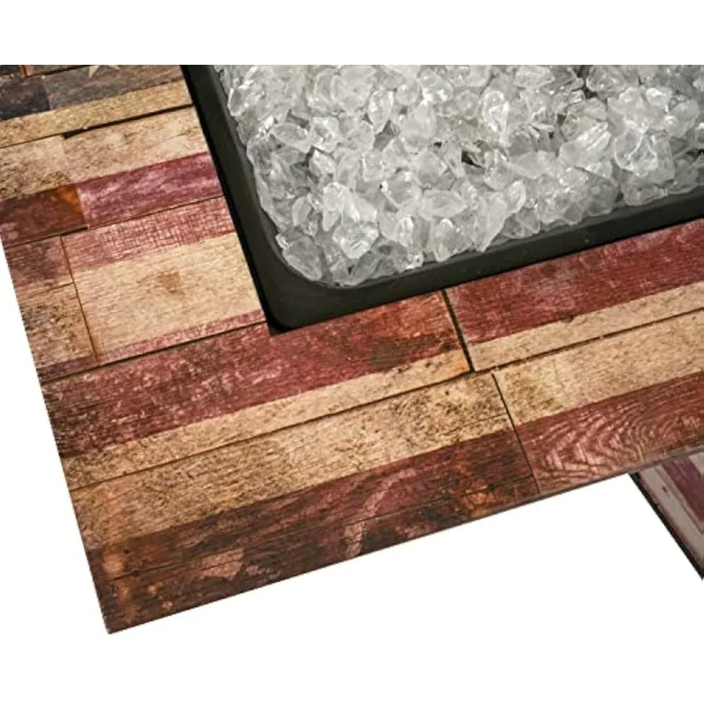 Outdoor Propane Fire Pit Square With Fire Glass And Cover