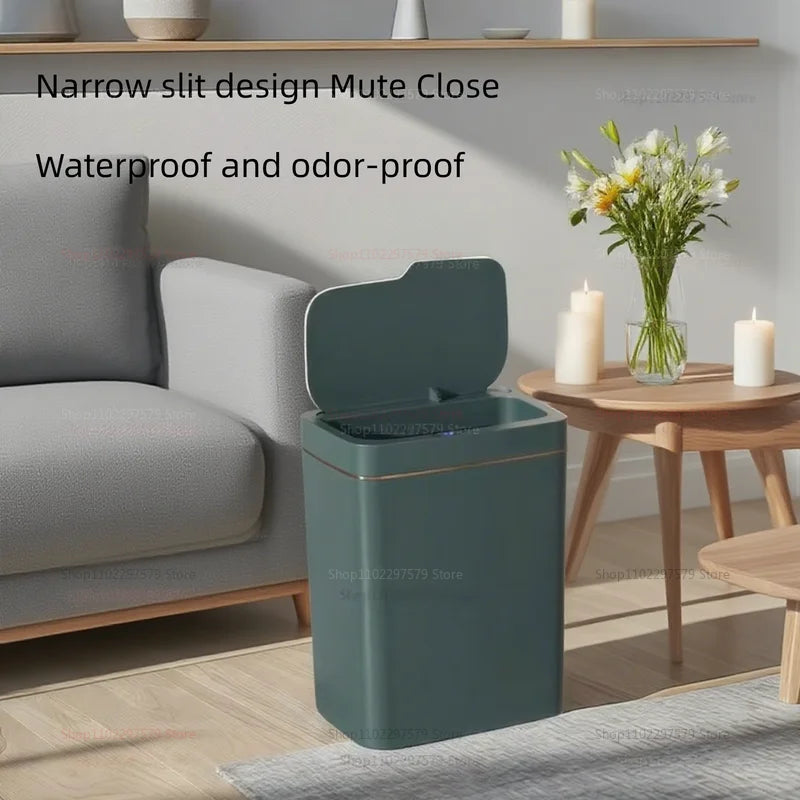15L Non-Contact Smart Sensor Trash Can Automatic Bagging Electronic Bathroom Kitchen Waste Bin White Smart Home Freshness