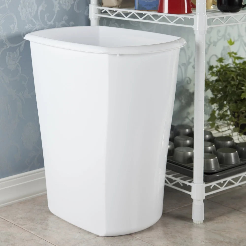 10 Gallon Rectangular Wastebasket Plastic Ideal Kitchen Bathroom Office Easy Clean Stylish Design with Integrated Handle