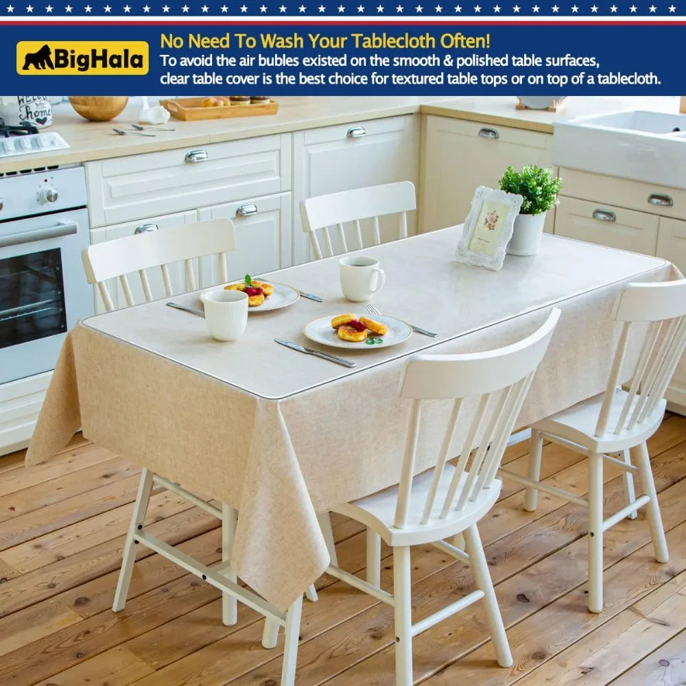 42 x 106 Inch Clear PVC Table Protector for Wood Furniture - Wipe Clean Dining Table Cover