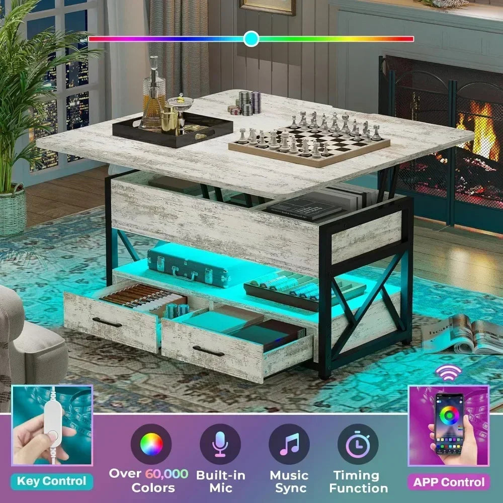 General Use Lift Top Coffee Table With Storage Drawers