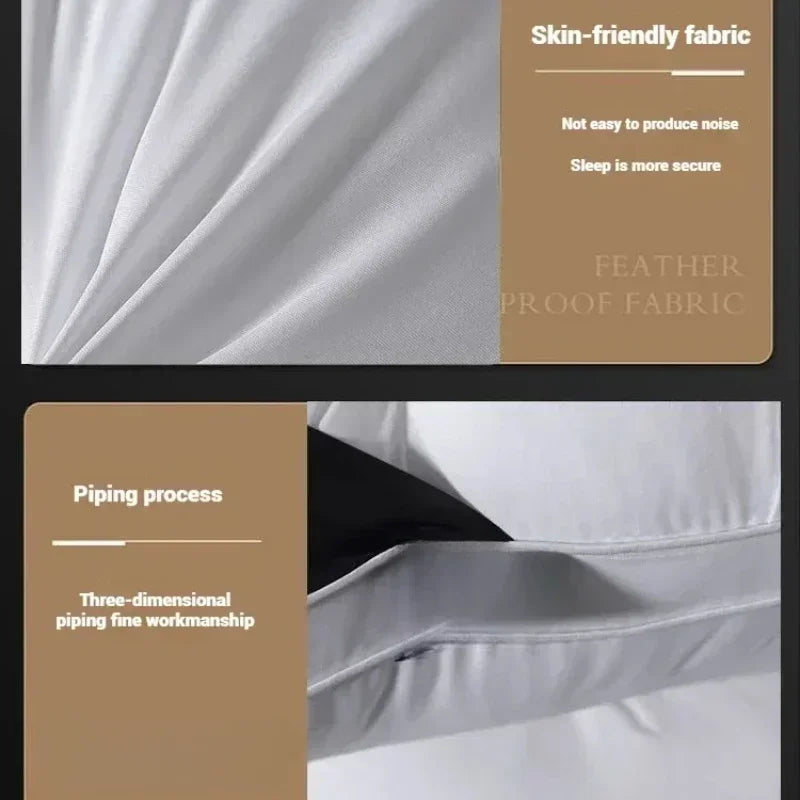 100% Cotton 3D Style Rectangle Pillow Luxury White Goose Down Pillows Down-proof King Queen Bedding for You Lover Gift 48x74cm