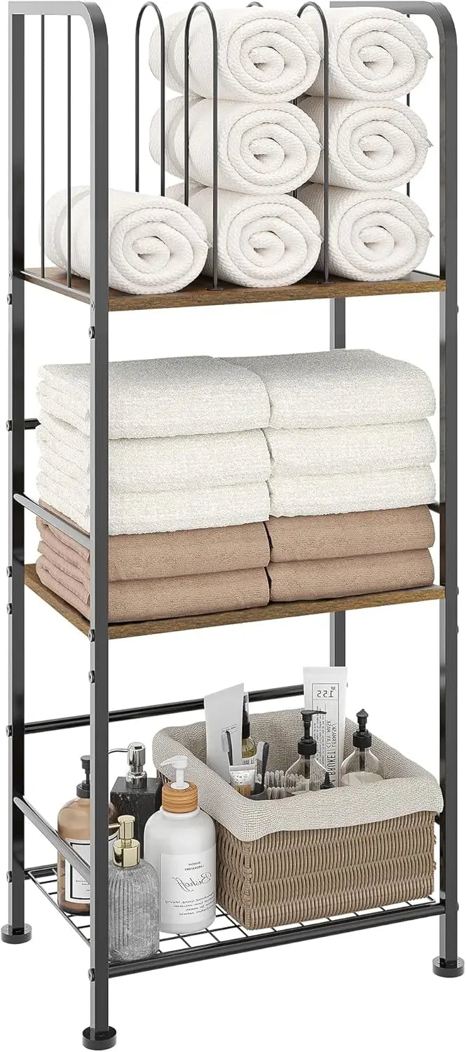 Towel Rack Free Standing 3-Tier M-Shaped Detachable Dividers, Durable Metal Towel Holder for Bathroom