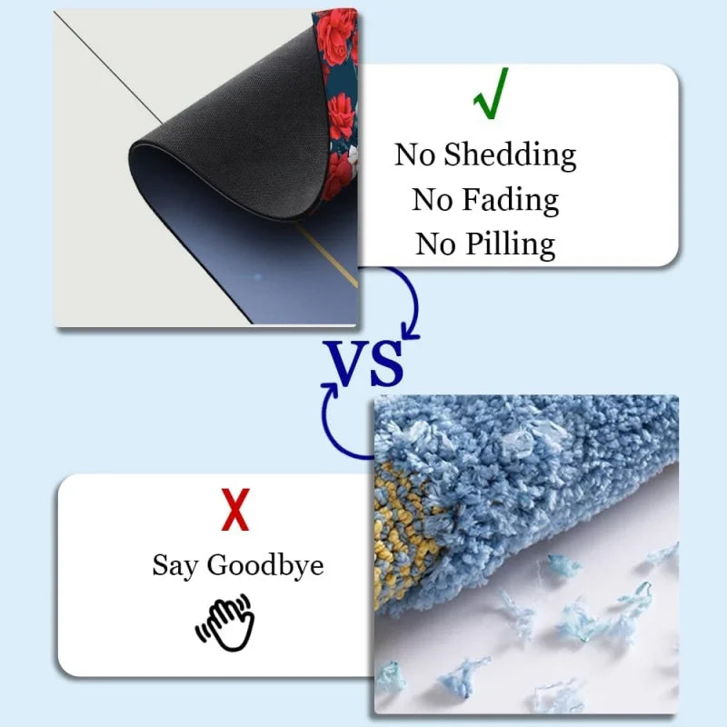 Blue Gold Stone Diatomite Bath Mat, Non Slip Super Absorbent Quick Dry Eco Friendly Floor Mat for Bathroom Kitchen