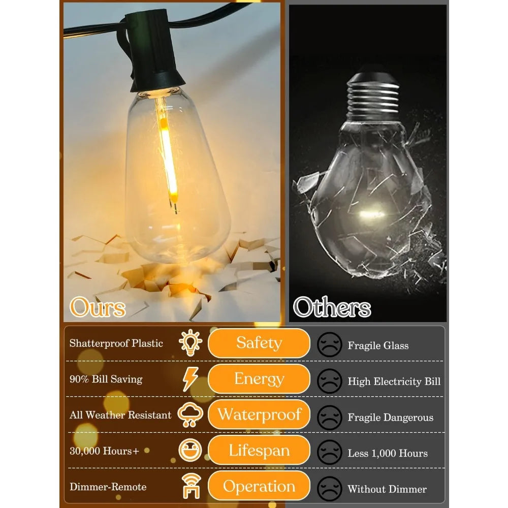 100ft Solar String Lights With Remote USB Rechargeable