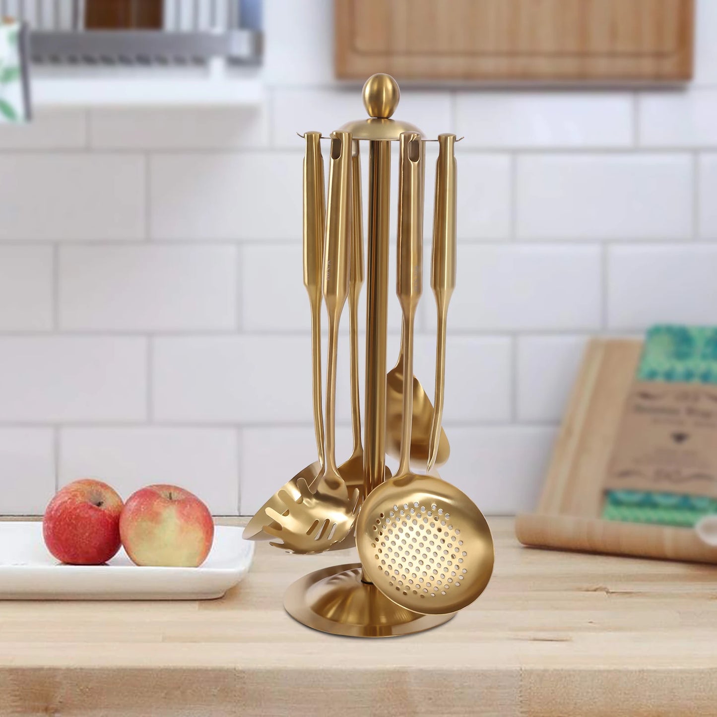 Kitchen Utensil Set Stainless Steel Gold, 14pcs Elegant Dinnerware Cooking Tools Gadgets | Ideal Housewarming Gift for Daily Use