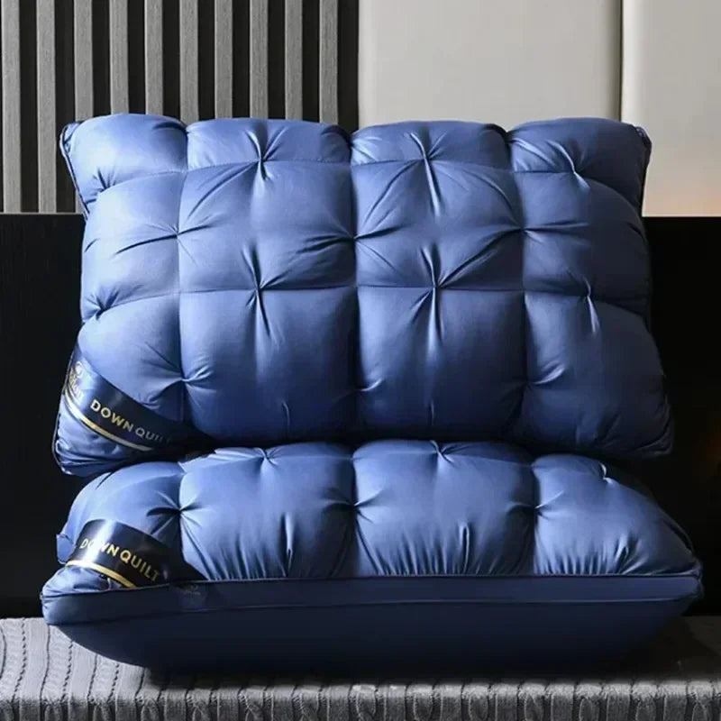 100% Cotton 3D Style Rectangle Pillow Luxury White Goose Down Pillows Down-proof King Queen Bedding for You Lover Gift 48x74cm