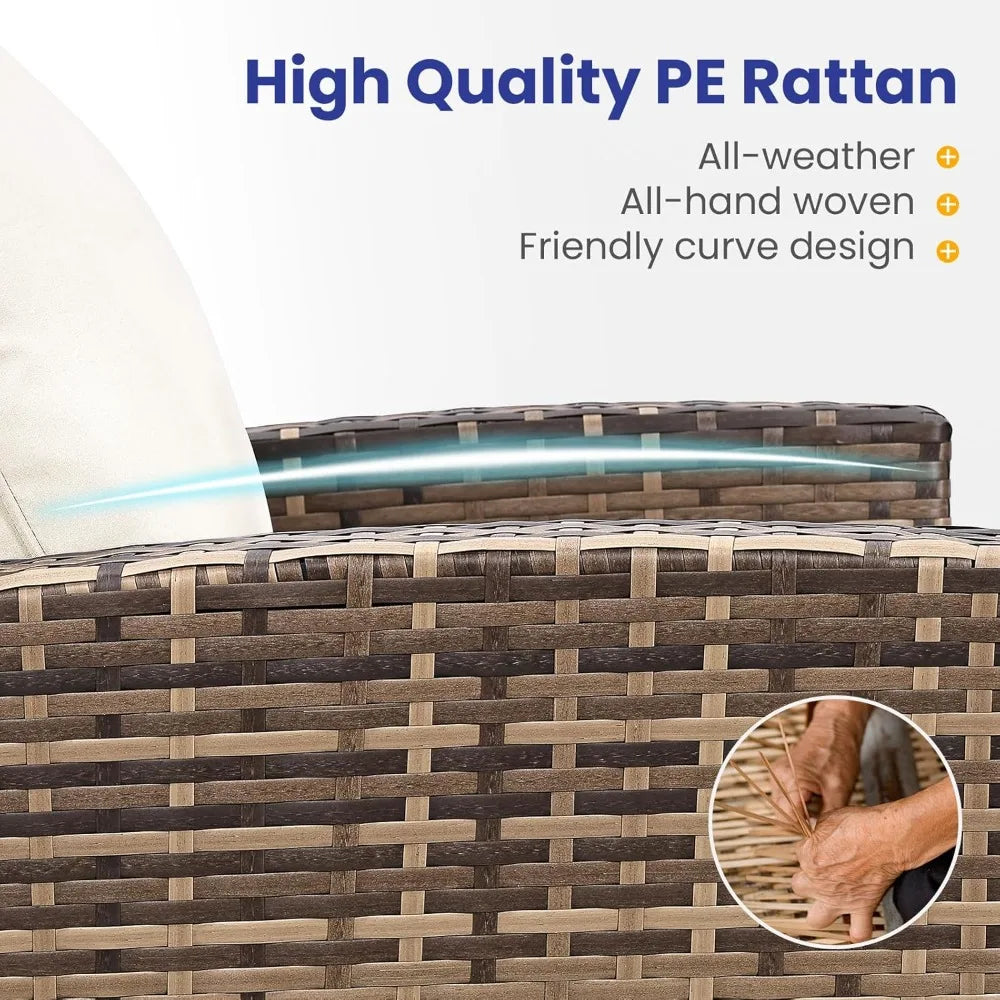 Outdoor Wicker Sectional Sofa Set With Coffee Table