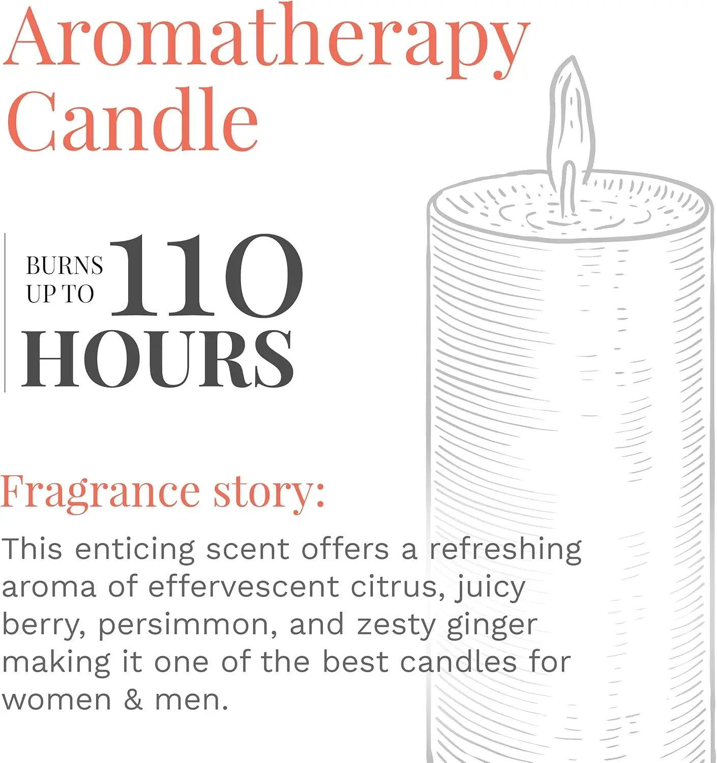 Candle-Lite Scented Sunlit Mandarin Berry Fragrance, One 18 oz. Single-Wick Aromatherapy Candle with 110 Hours of Burn Time, Ora