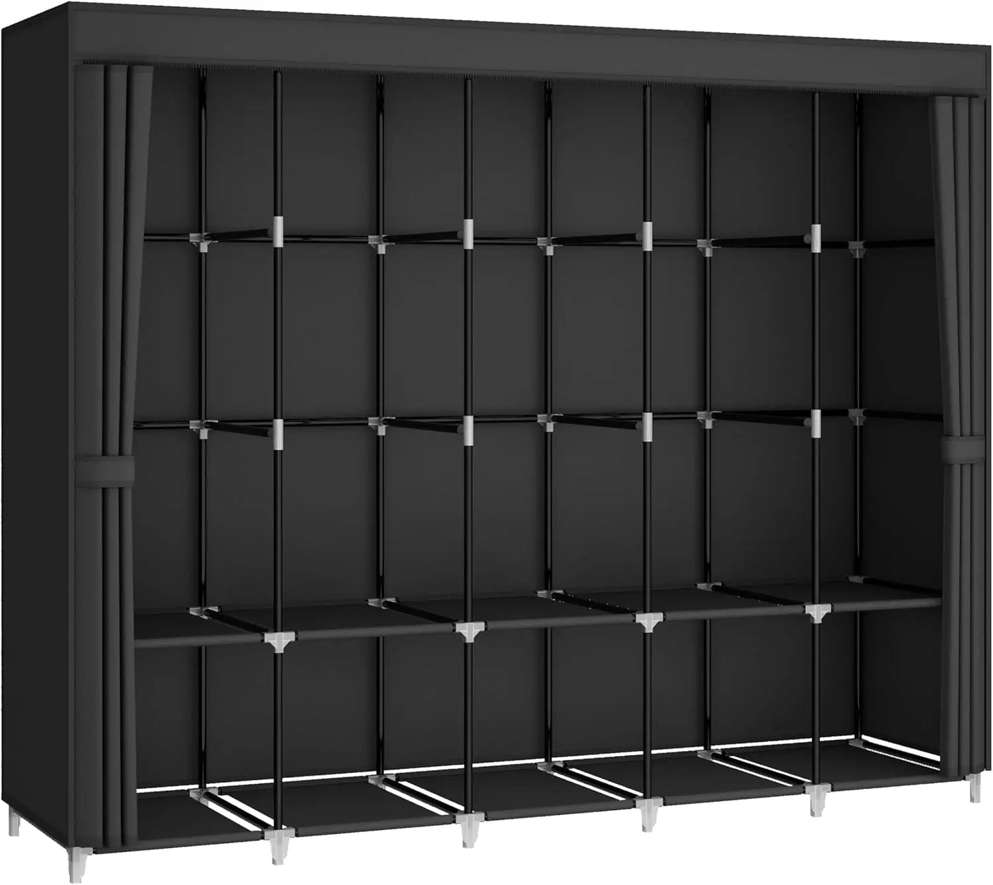 83 Inch Wide Portable Closet Wardrobe with Cover, 5 Hanging Rods and 10 Shelves for Clothes Storage