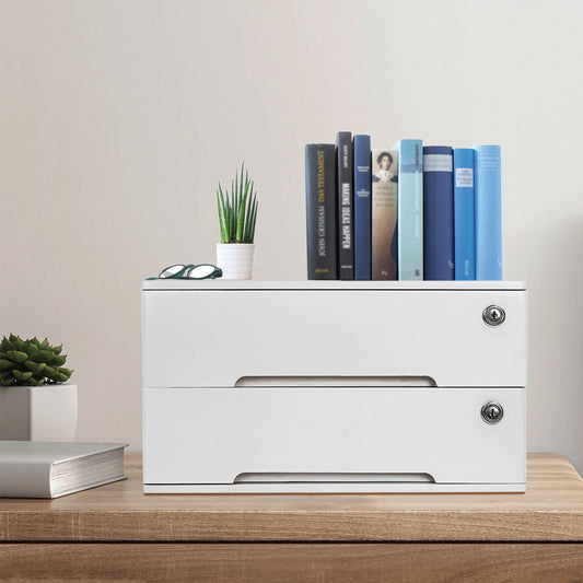 General Use Desk Organizer With Locking Drawers Office