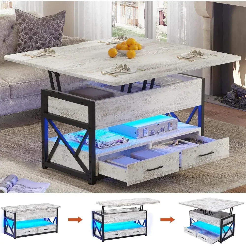 Lift Top Coffee Table With Storage 4 In 1 White Finish