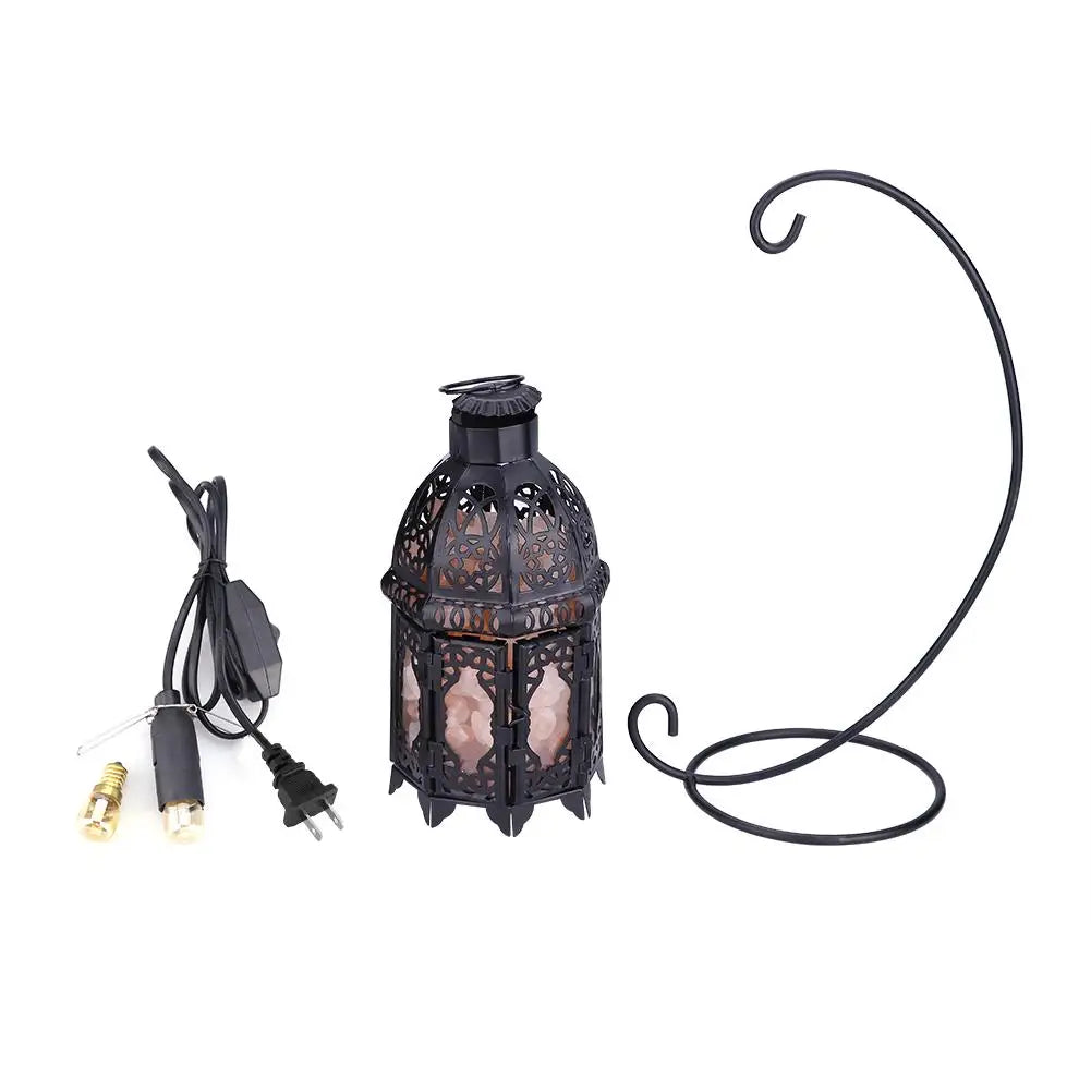 Himalayan Salt Rock Lamp, Dimmable Crystal Salt Lamp DIY Rock Night Light with Vintage Iron Stand, 12.2 x 3.74 inches