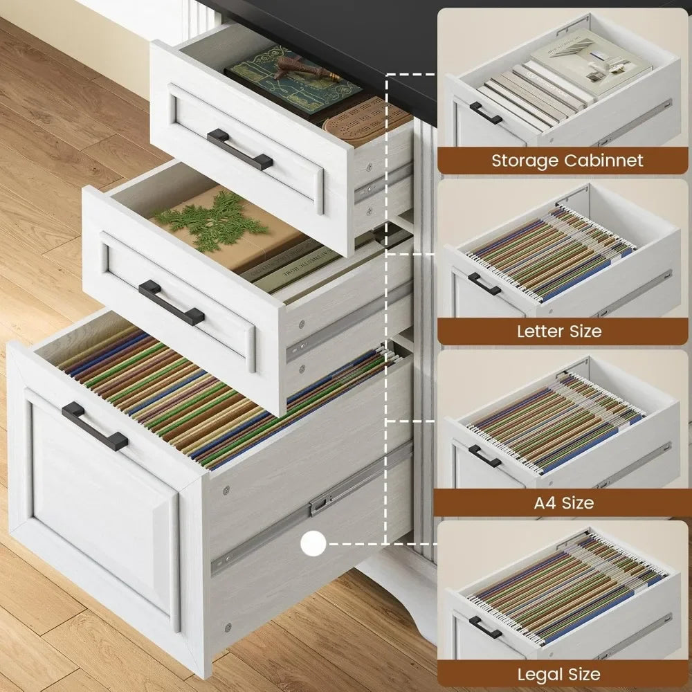55" Executive Desk, Computer Desk with Storage Drawers and Power Outlet, Home Office Desk, Workstation for Offic Desk
