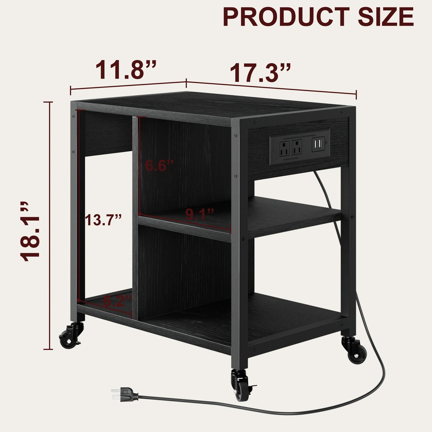 HiMISS Printer Stand With USB Ports And Power Outlets