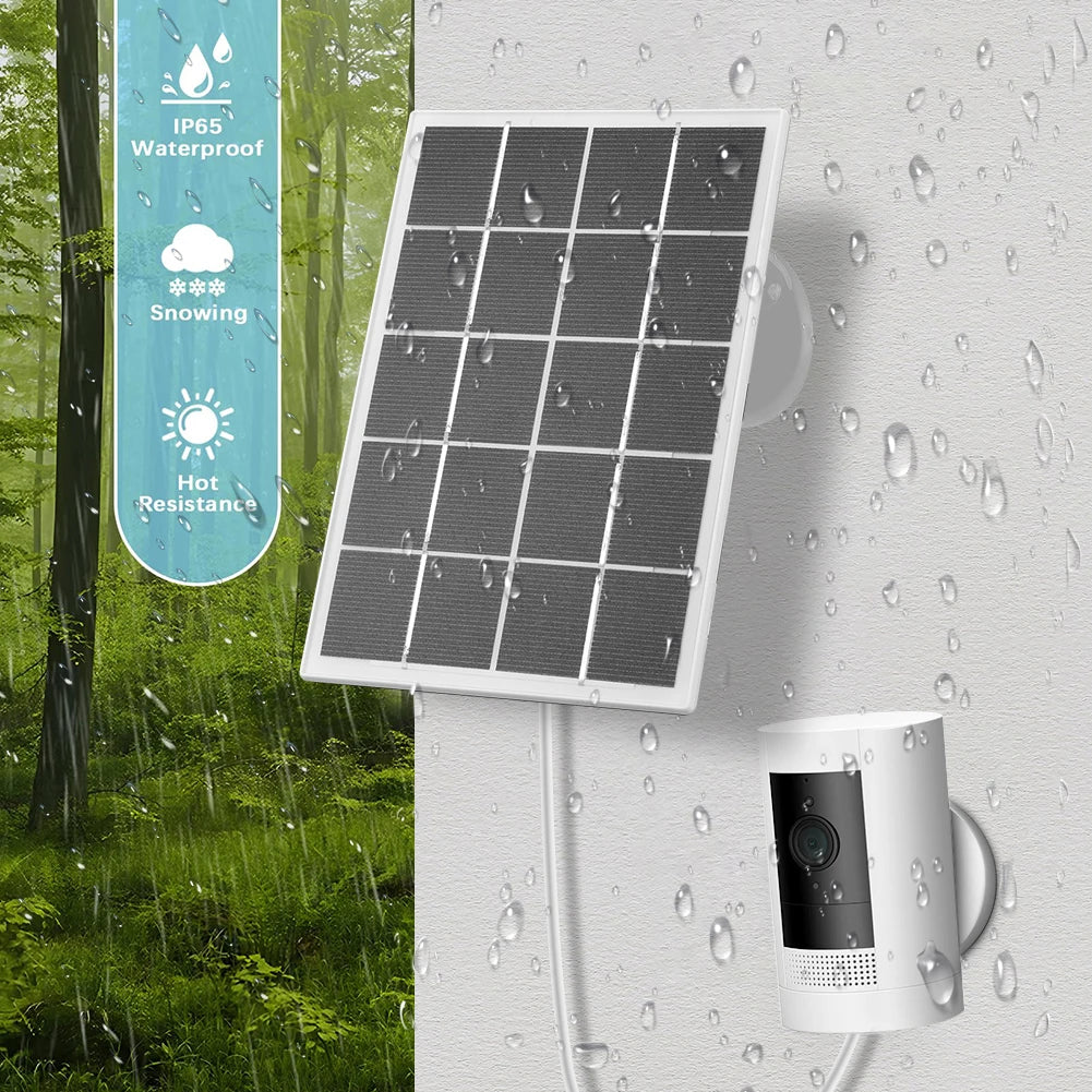 10W Solar Panel for Ring Camera Waterproof Camera Solar Panel 360° Adjustable Wall Mount for Ring Stick Up Cam/Spotlight Cam