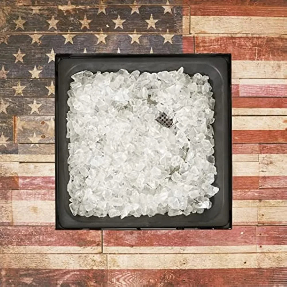 Outdoor Propane Fire Pit Square With Fire Glass And Cover