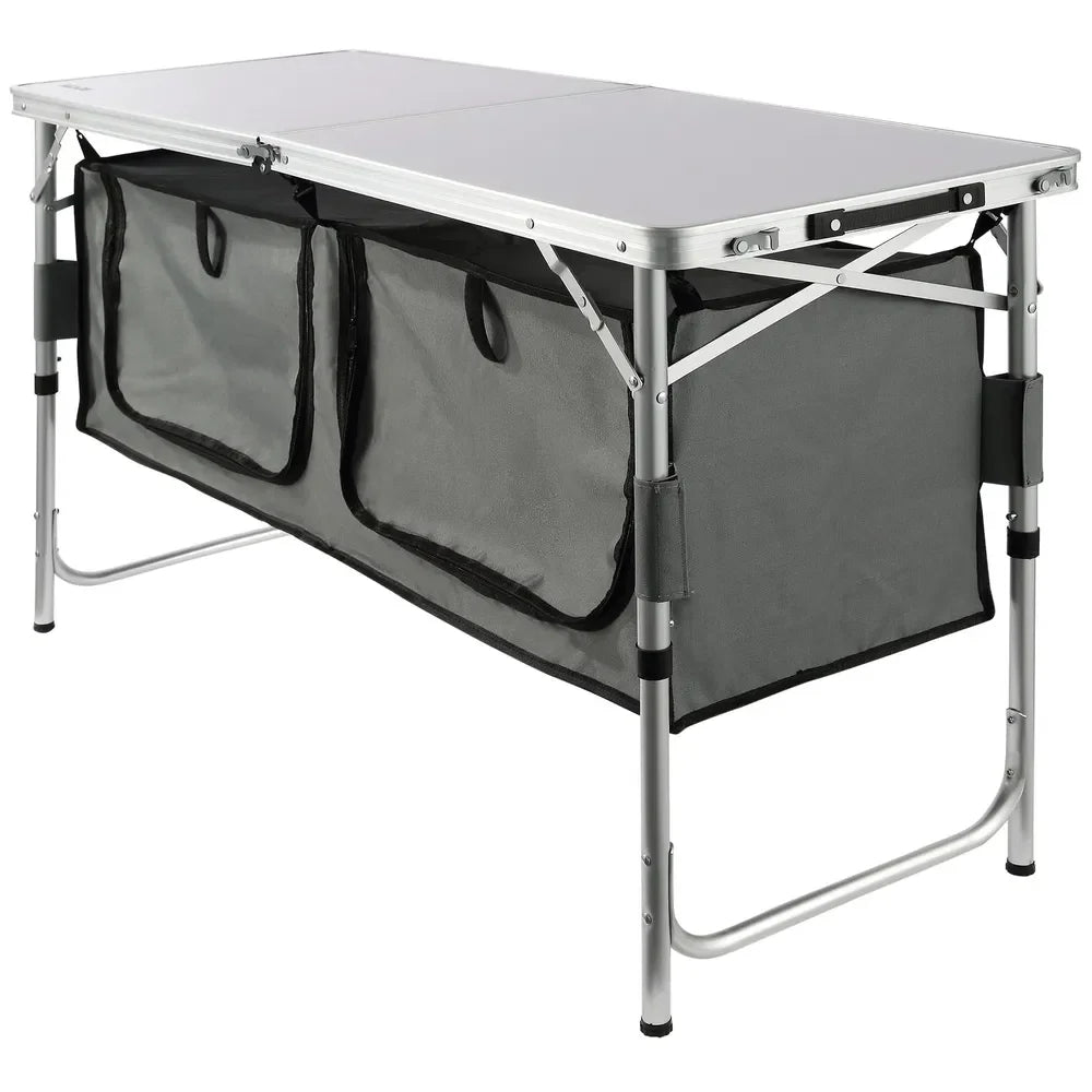 Camping Kitchen Table, Quick Set-Up, 3 Adjustable Heights, Ideal for Outdoor Picnics, BBQs, Camping, RV Traveling