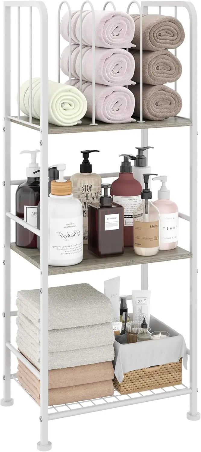 Towel Rack Free Standing 3-Tier M-Shaped Detachable Dividers, Durable Metal Towel Holder for Bathroom