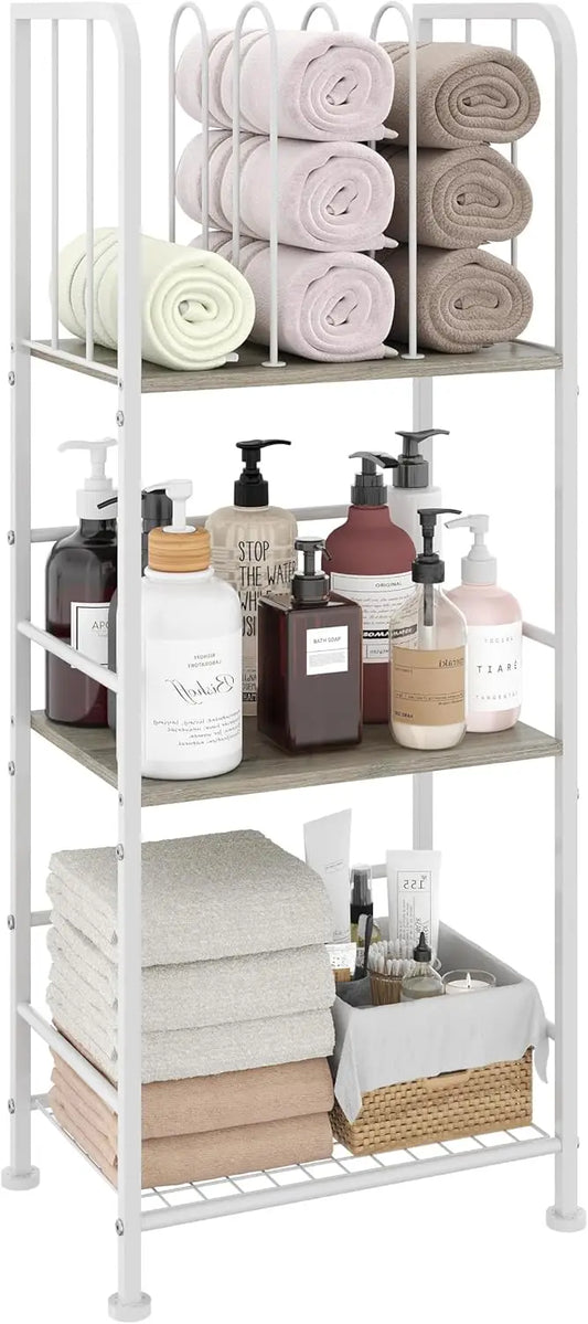 Towel Rack Free Standing 3-Tier M-Shaped Detachable Dividers, Durable Metal Towel Holder for Bathroom