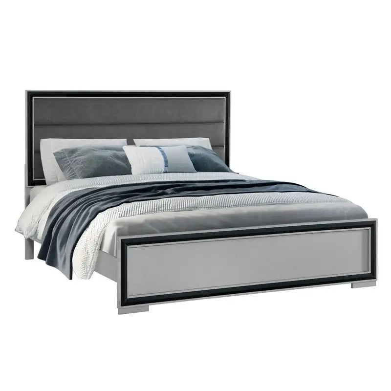 5PC King Bedroom Set – Grey & Black Design