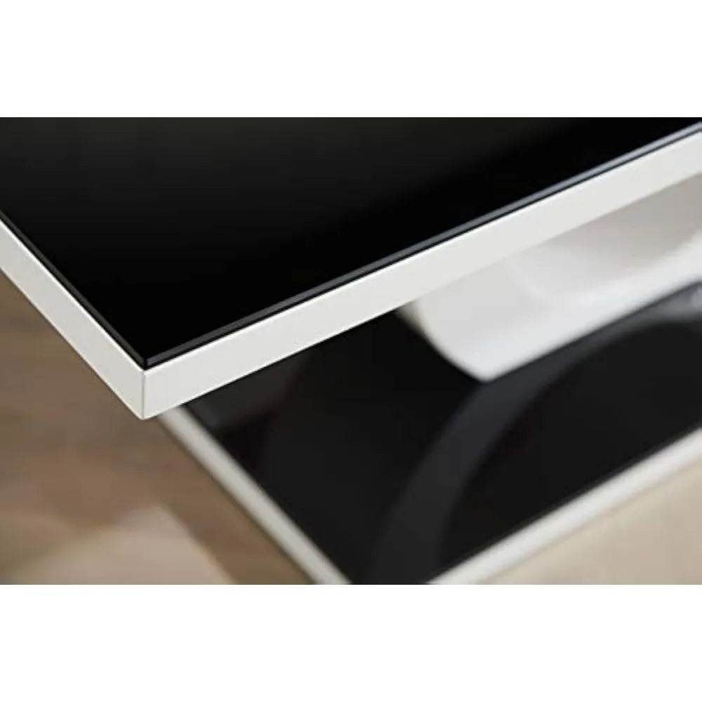 Giovani Modern Halo Black/White High Gloss and Glass Coffee Table