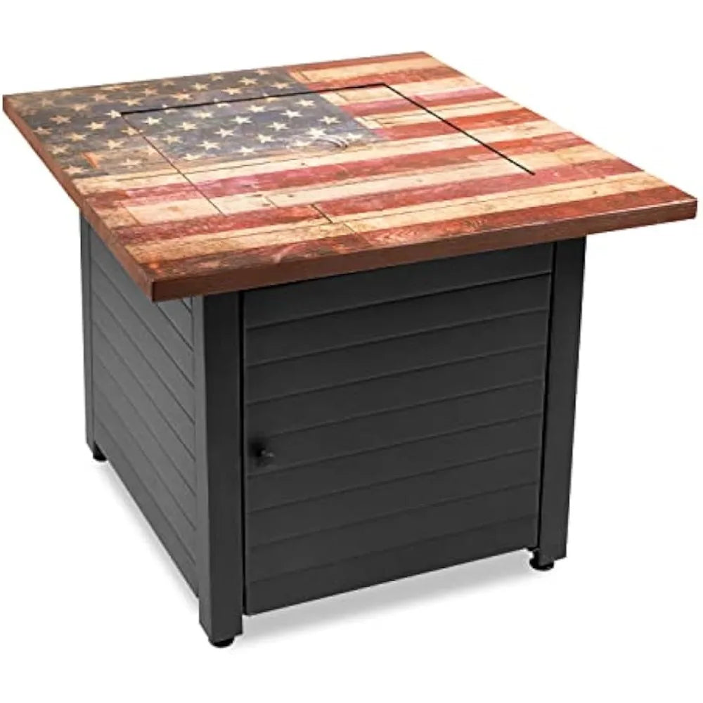 Outdoor Propane Fire Pit Square With Fire Glass And Cover