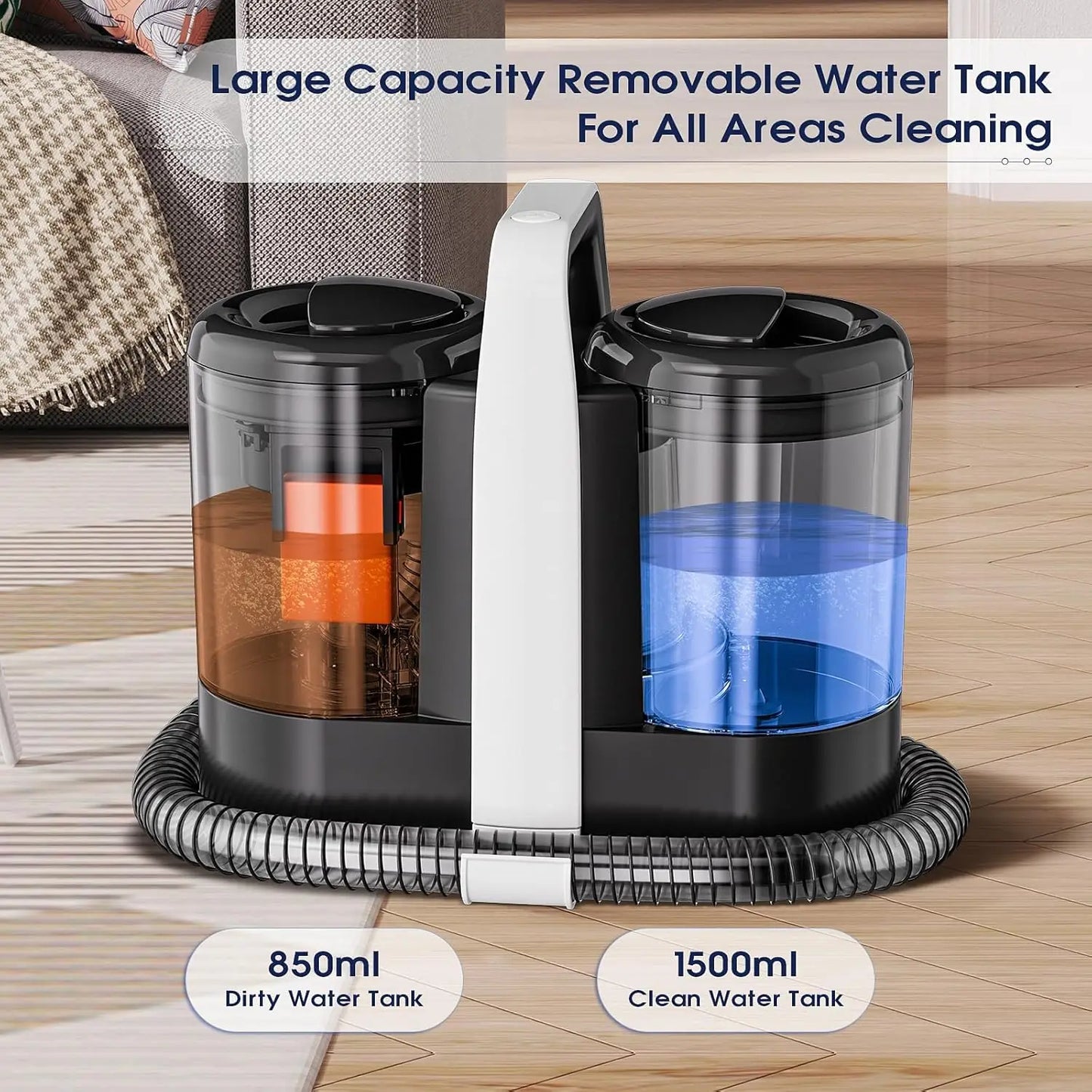 Saerke W07 Dual Tank Portable Carpet & Upholstery Cleaner Machine for Pets, Stairs, Couch Area Rugs, Upholstery, Car Seat