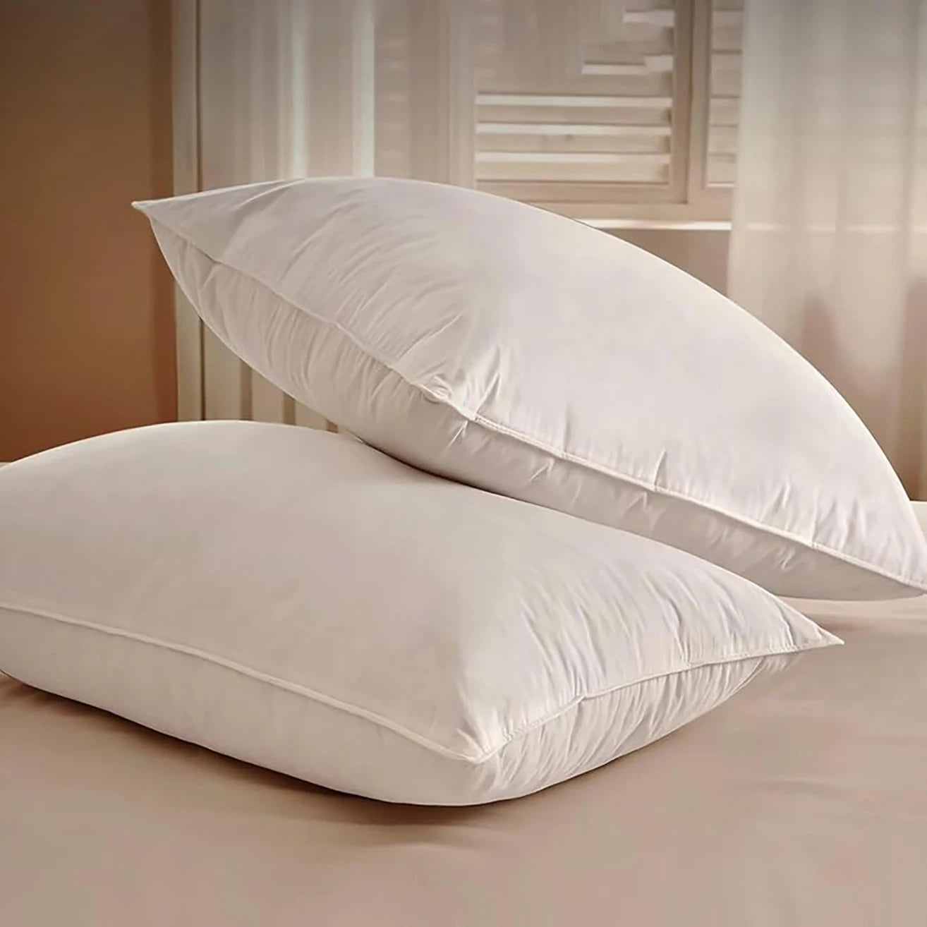 Luxury Goose Feather Pillow, Contains 50% Goose Feather, Soft, Fluffy and Breathable, Skin-friendly , Good Support, All Seasons