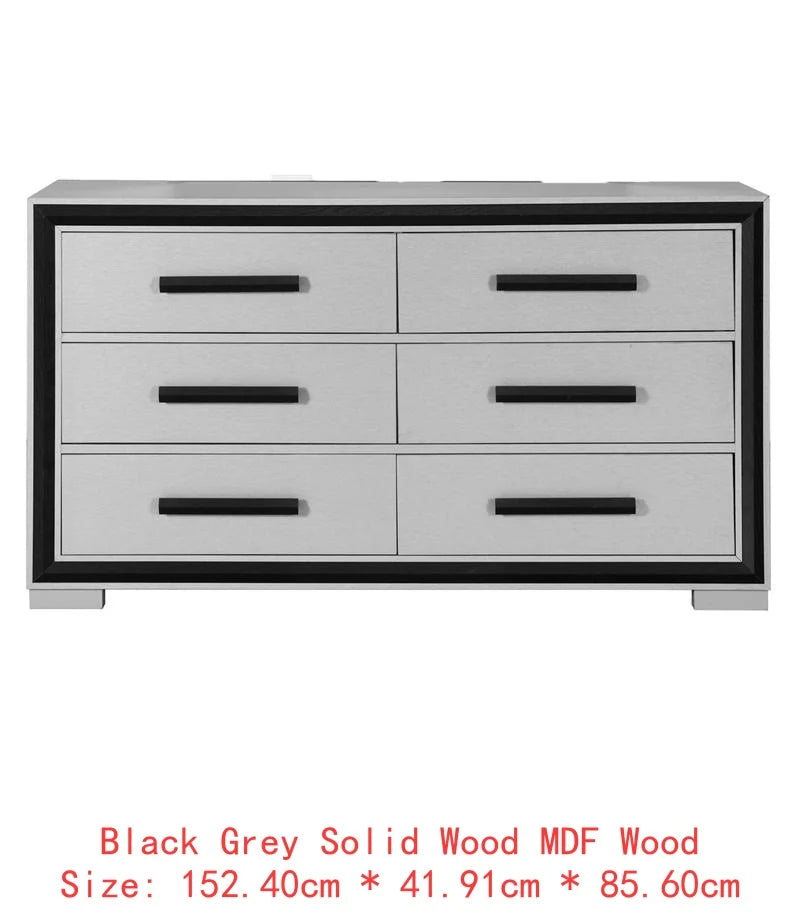 5PC King Bedroom Set – Grey & Black Design