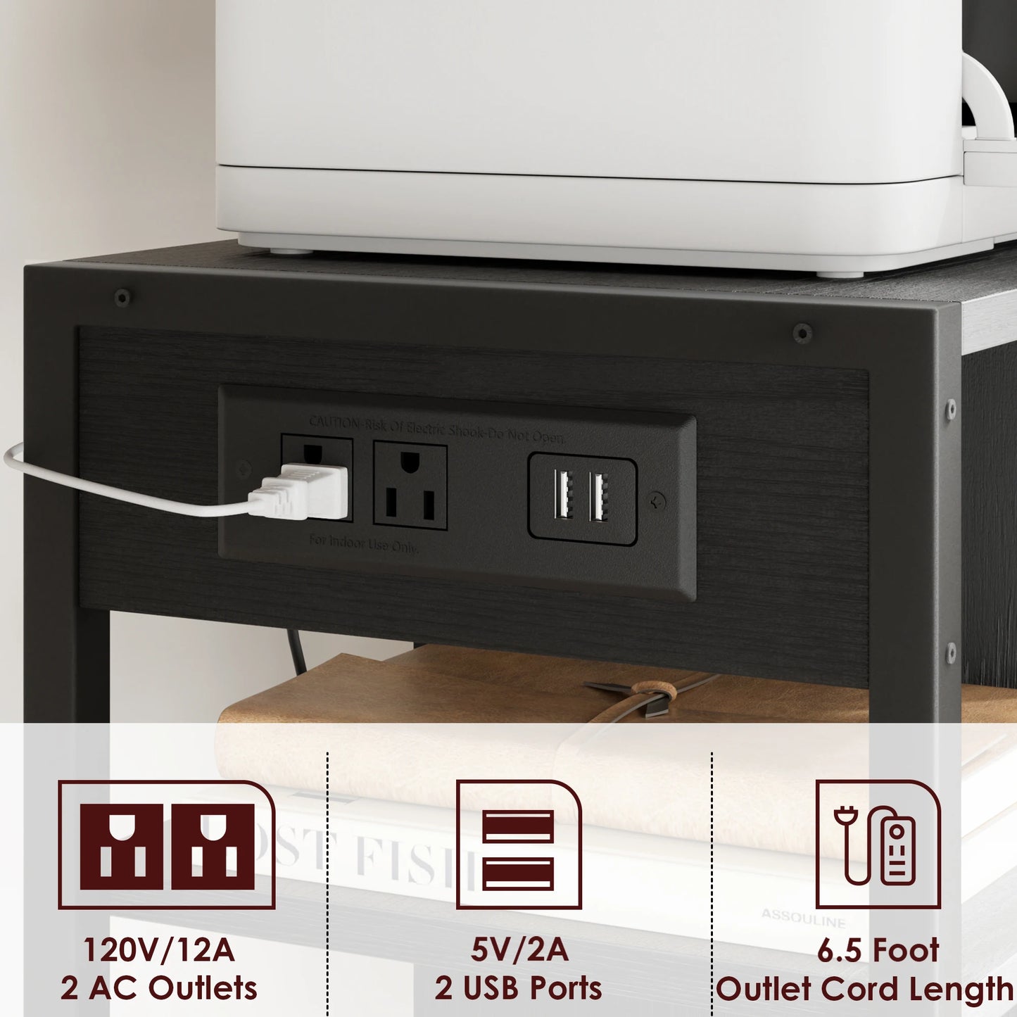 HiMISS Printer Stand With USB Ports And Power Outlets