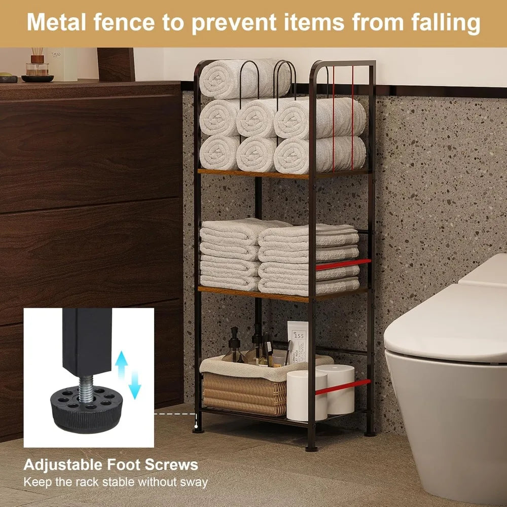 Towel Rack Free Standing 3-Tier M-Shaped Detachable Dividers, Durable Metal Towel Holder for Bathroom