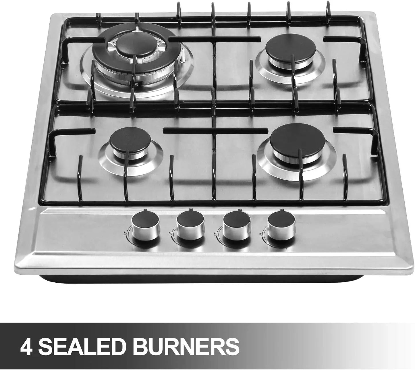 24'x20' 4-Burner Gas Cooktop Stainless Steel with NG/LPG Kit and Thermocouple Protection