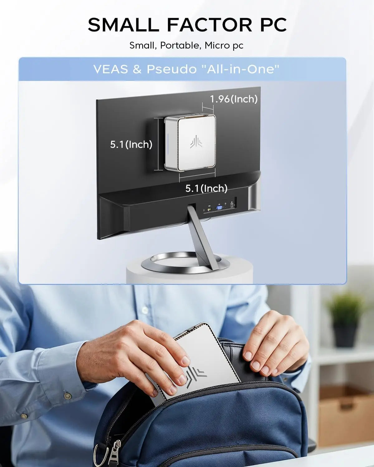 KAMRU Mini PC Intel 12th Gen Alder Lake N95 16GB RAM 512GB M.2 SSD Windows 11 4K UHD WiFi5 Business VESA mini Desktop Computer